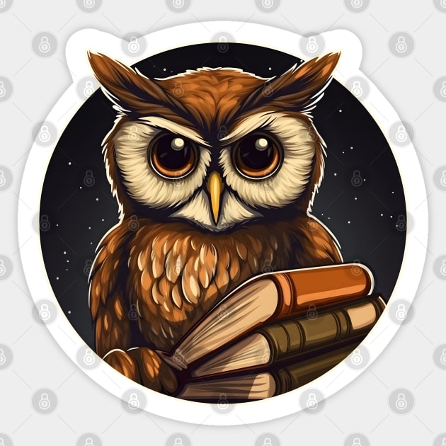 Angry night owl with books Sticker by beangeerie
